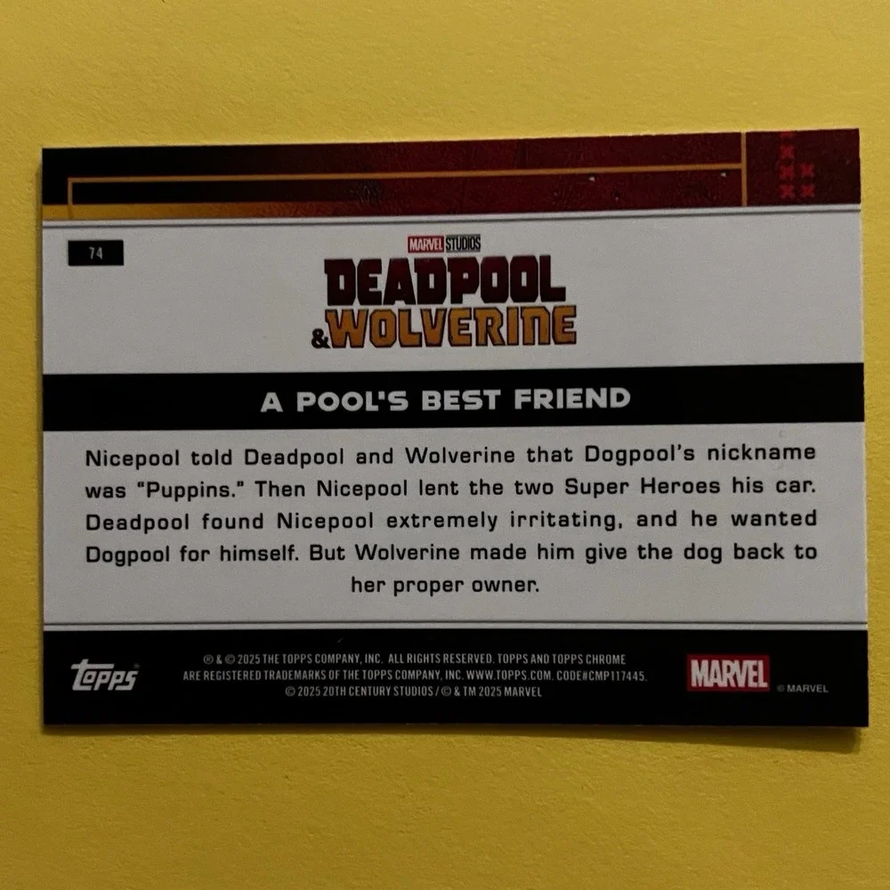 2025 Topps Chrome Deadpool & Wolverine A Pool's Best‎ Friend #74 Insert Marvel